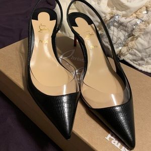 Size 7 louboutin slingback heel. NEVER WORN.
